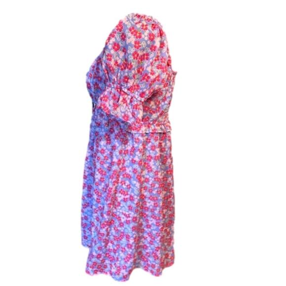 Wednesday's Girl Ruched Bust Mini Tea Dress | Purple Pink Floral | Size S - Picture 2 of 9